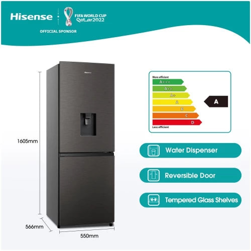 Hisense 222 L Automatic Double Door Bottom Mount Refrigerator (Titanium)