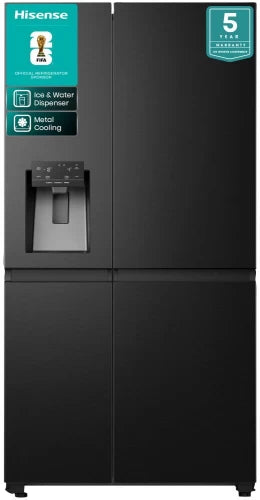 Hisense 601 L Frost Free Side by Side Refrigerator A+ (Black)