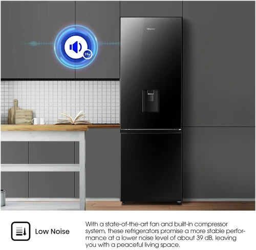 Hisense 347 Manual Double Door Bottom Mount Refrigerator (Black Glass)