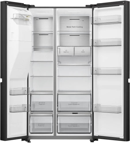 Hisense 601 L Frost Free Side by Side Refrigerator A+ (Black)