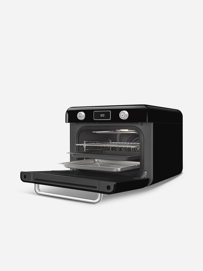 SMEG Retro Countertop Steam Oven 30L Glossy Black