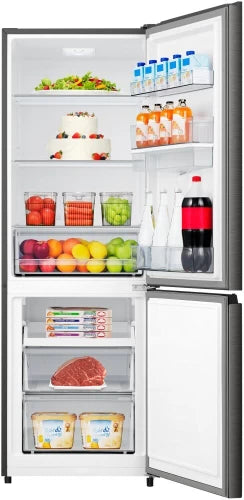 Hisense 323 L Manual Double Door Bottom Mount Refrigerator A+ (Titanium inox)
