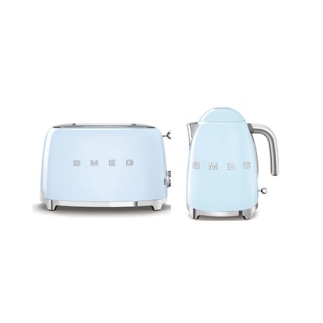 Smeg Retro 1.7 L Kettle + Retro 2 Slice Toaster - Blue
